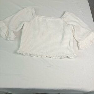 Women’s Rare Editions Smocked White Ruffled Blouse Size XS